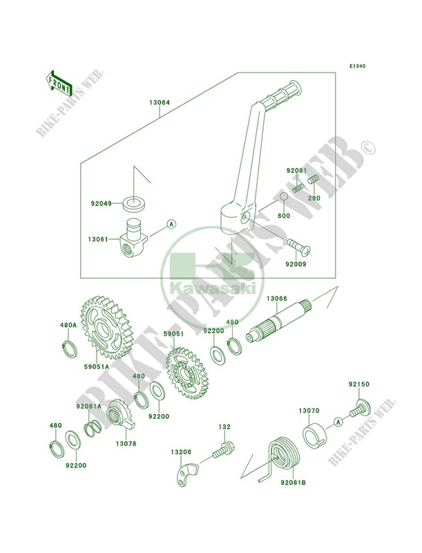 Kickstarter Mechanism для Kawasaki KX125 2001